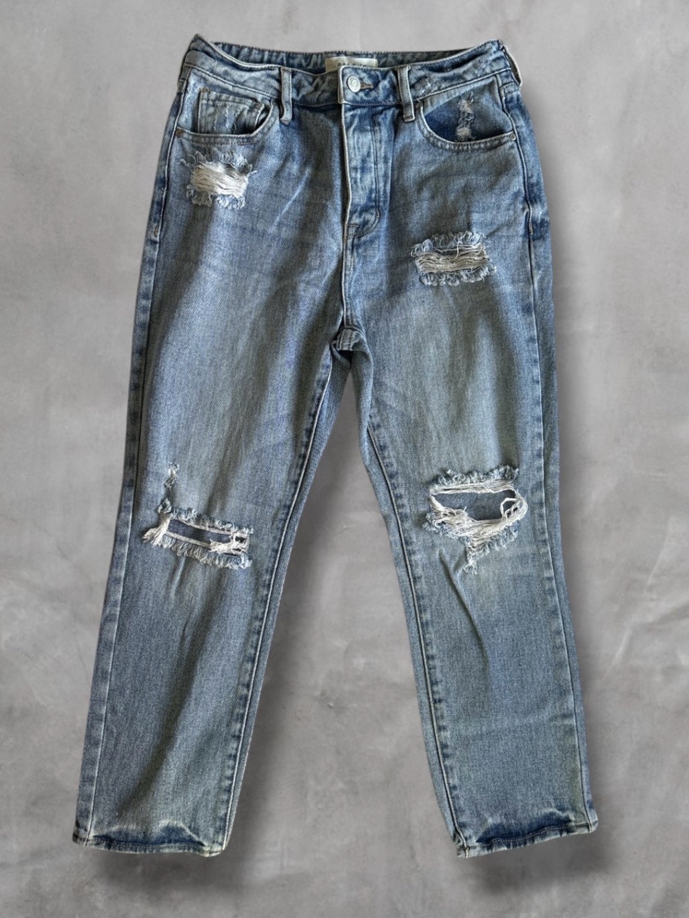 PacSun Distressed Mom Jeans Size 27 Light Wash Button Fly